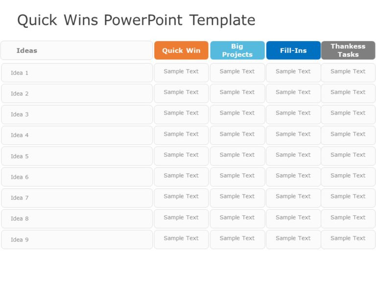 Animated Quick Wins Table PowerPoint Template & Google Slides Theme 10