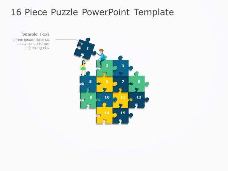 Animated 16 Piece Puzzle PowerPoint Template & Google Slides Theme 2