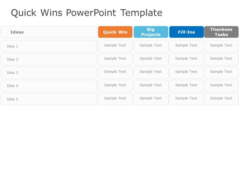 Animated Quick Wins Table PowerPoint Template & Google Slides Theme 6