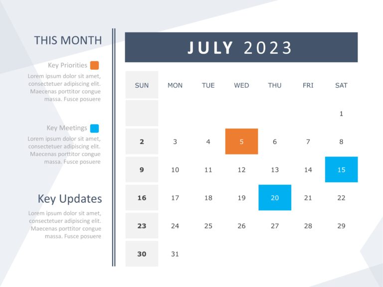 2023 Calendar Template for PowerPoint & Google Slides Theme 6
