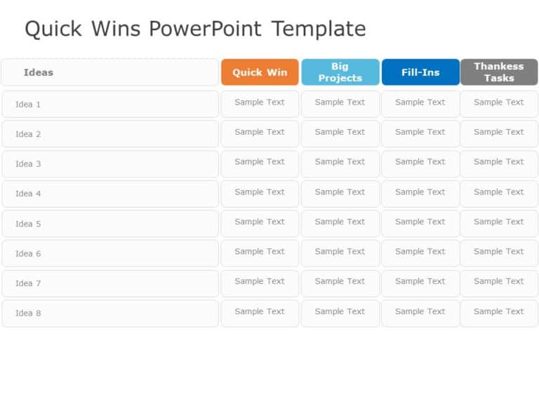 Animated Quick Wins Table PowerPoint Template & Google Slides Theme 9