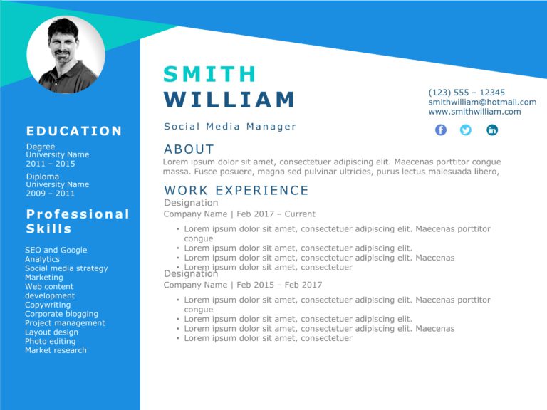 Resume Templates For PowerPoint & Google Slides Theme 21