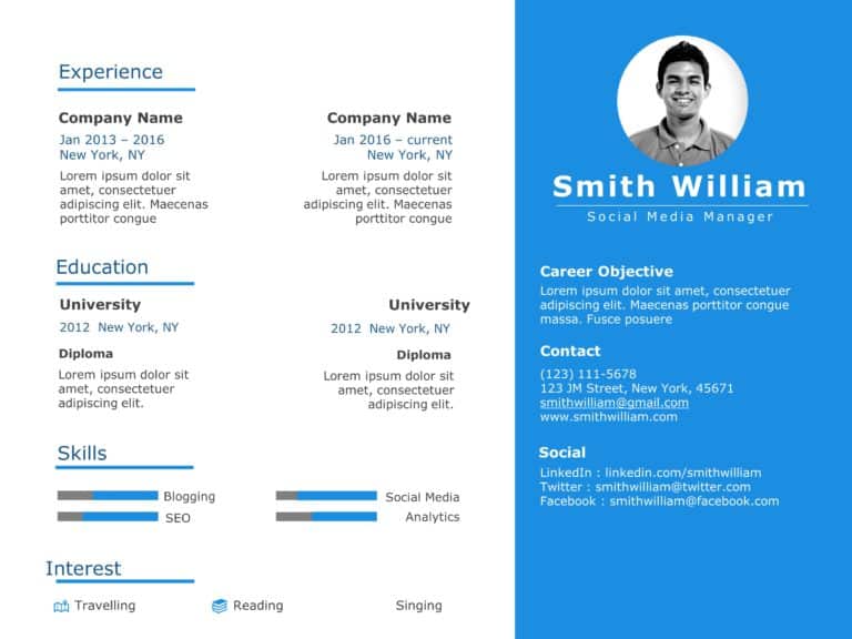 Resume Templates For PowerPoint & Google Slides Theme 4