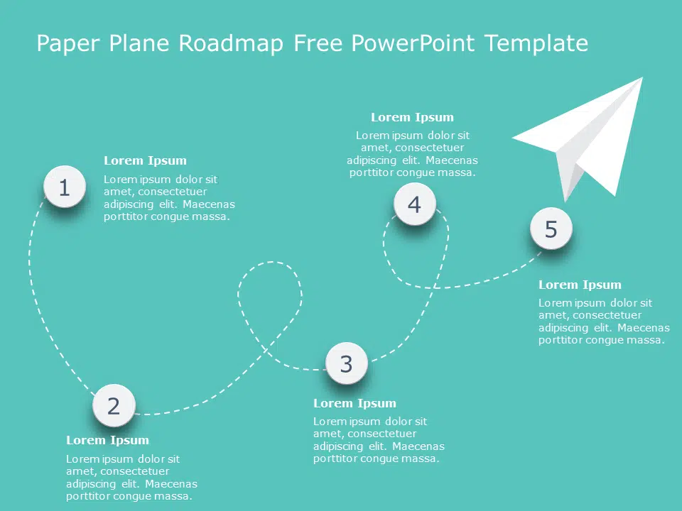Paper Plane RoadMap Free PowerPoint Template
