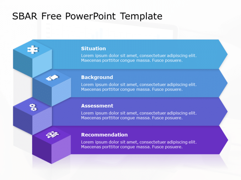 3D Cubes SBAR Communication Framework in Blue and Purple Presentation Template & Google Slides Theme