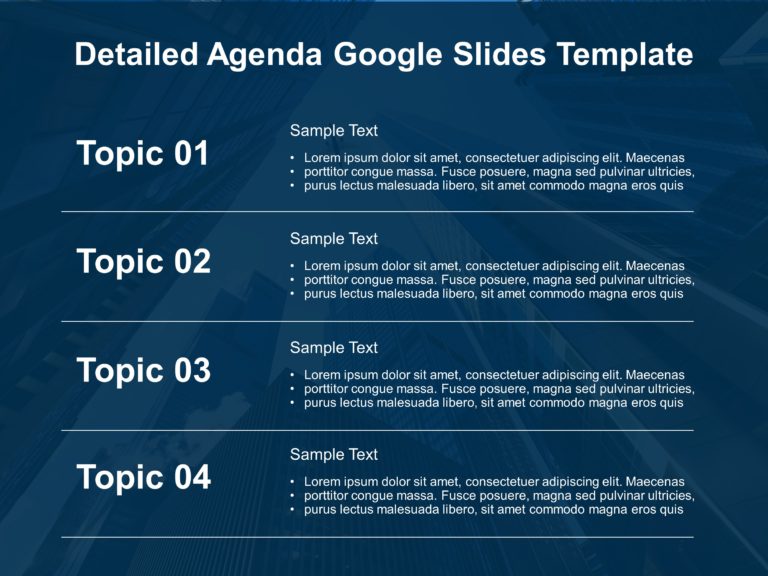 Detailed Agenda Google Slides Template Theme