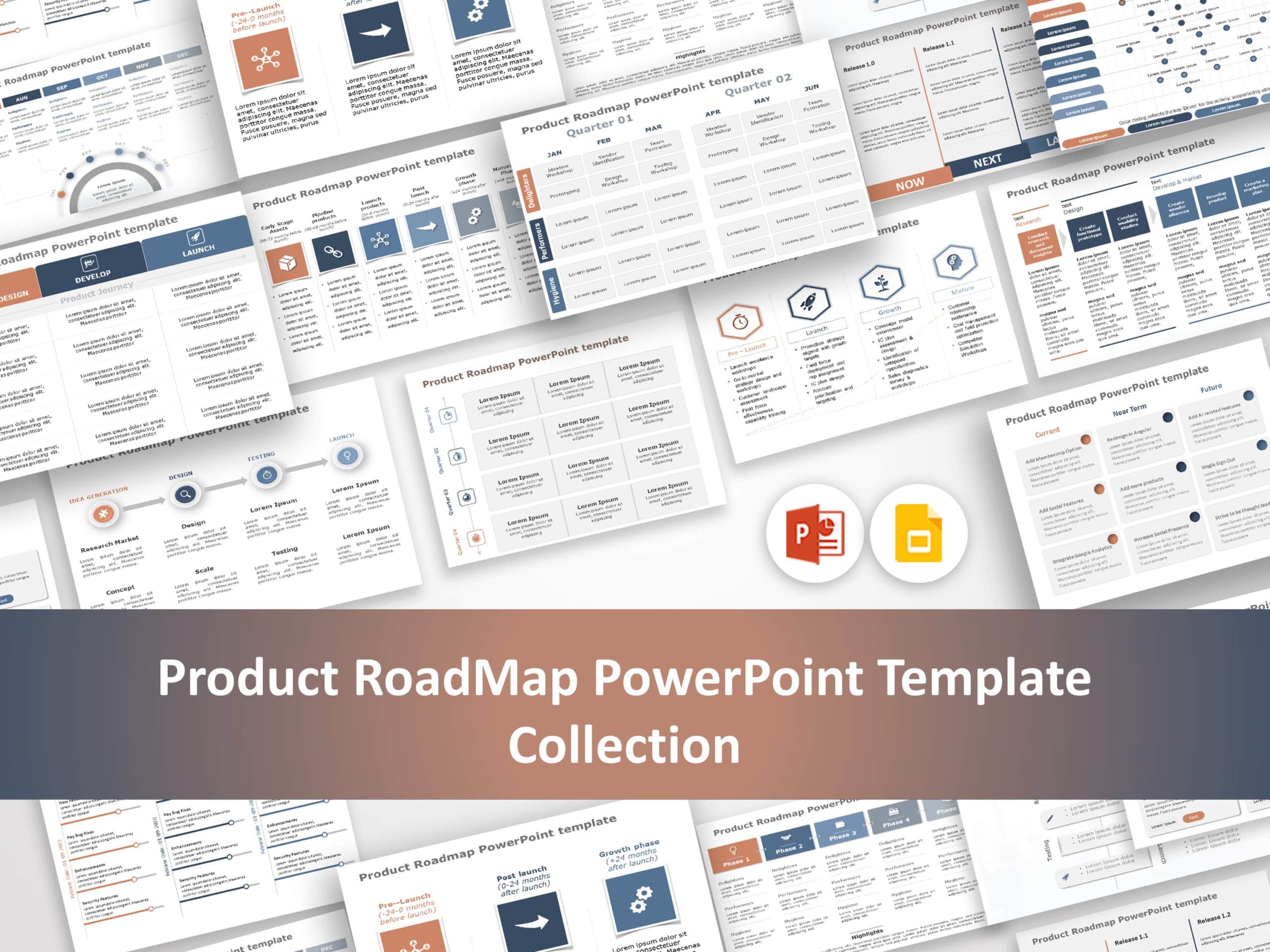 Product RoadMap PowerPoint Template Collection & Google Slides Theme