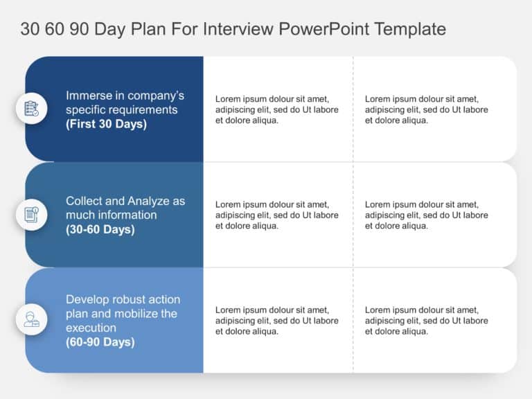 30 60 90 Day Plan For Interview PowerPoint Template​ & Google Slides Theme