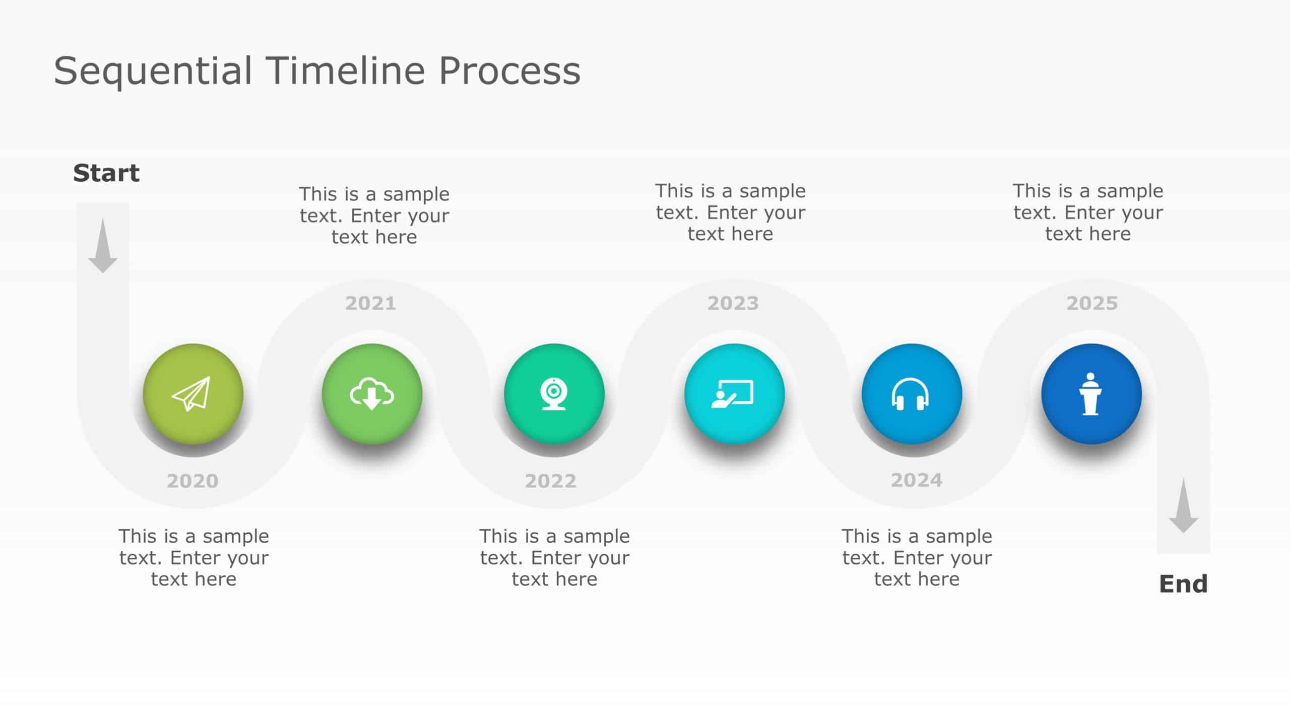 Sequential Timeline Process Diagram Template for PowerPoint and Google ...