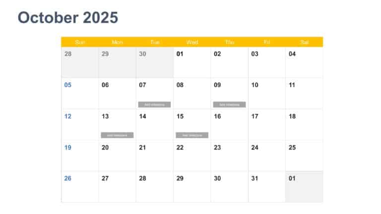 Calendar PowerPoint Template 2025 & Google Slides Theme 9