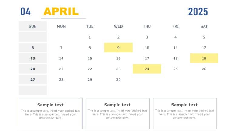 PowerPoint Quarterly Calendar Template 2025 & Google Slides Theme 3