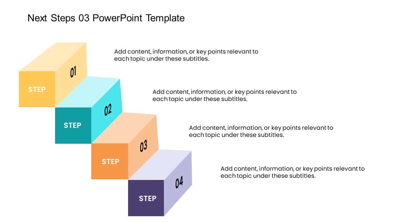 3D Colorful Step Blocks for Sequential Planning Slide Template
