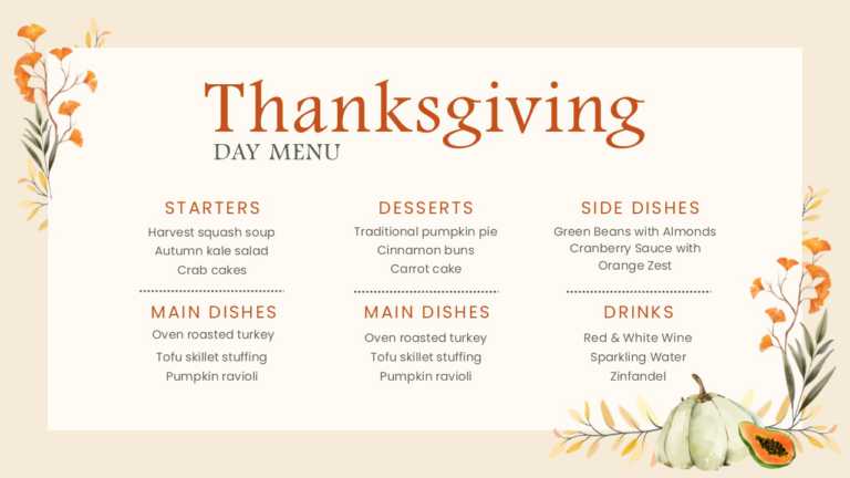 Thanksgiving Day Menu Template For PowerPoint 