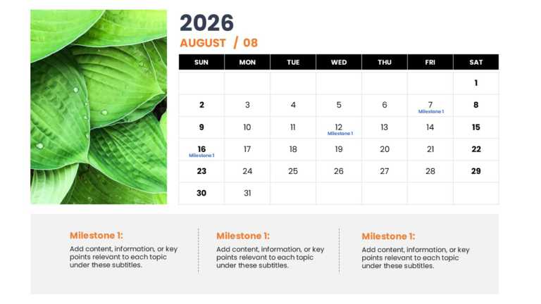 2026 Calendar With Milestones And Important Dates Slide Template & Google Slides Theme 7