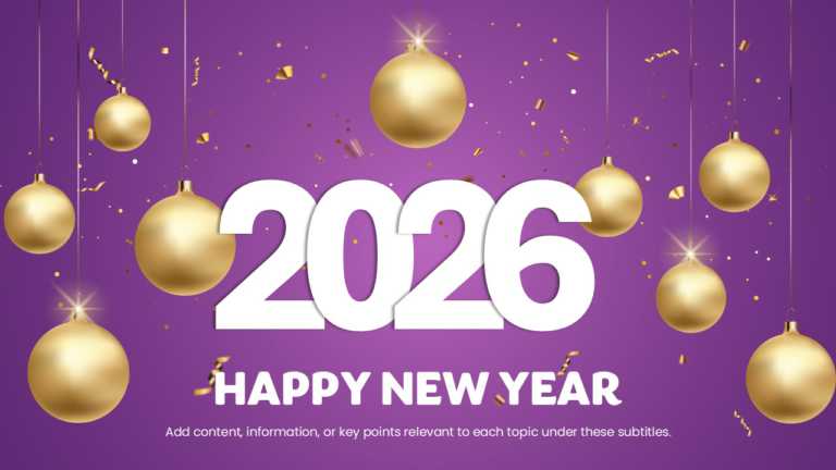 Purple Gold New Year Presentation Template  & Google Slides Theme