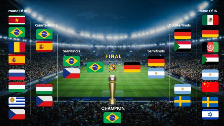 Knockout Tournament Bracket Google Slides And PPT Template Theme 1