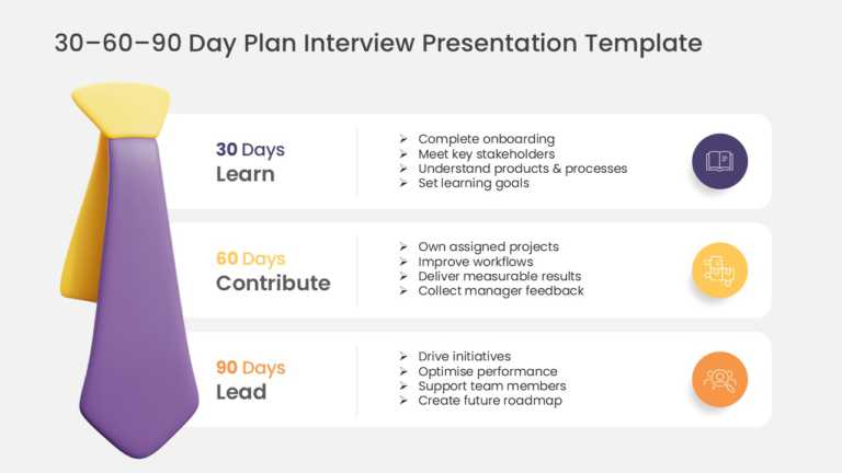 Free 30 60 90 Day Interview Action Plan PowerPoint and Google Slides Template